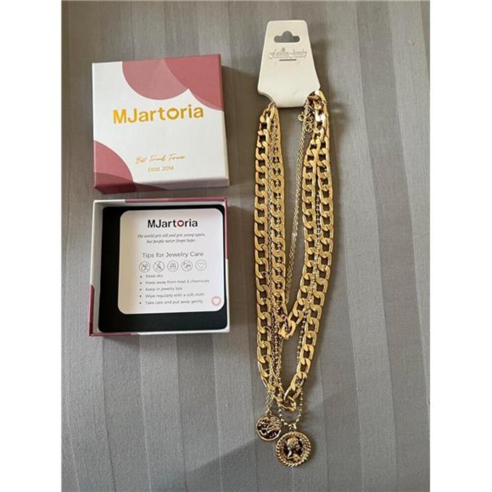 Gold Layered Necklace Set for Women – Trendy Retro Coin Pendant - Picture 6 of 7